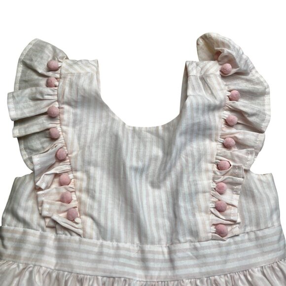 Maggie & Zoe New Pink Pinstriped Pom Pom Chick Dress Size 24 Months - Picture 5 of 6